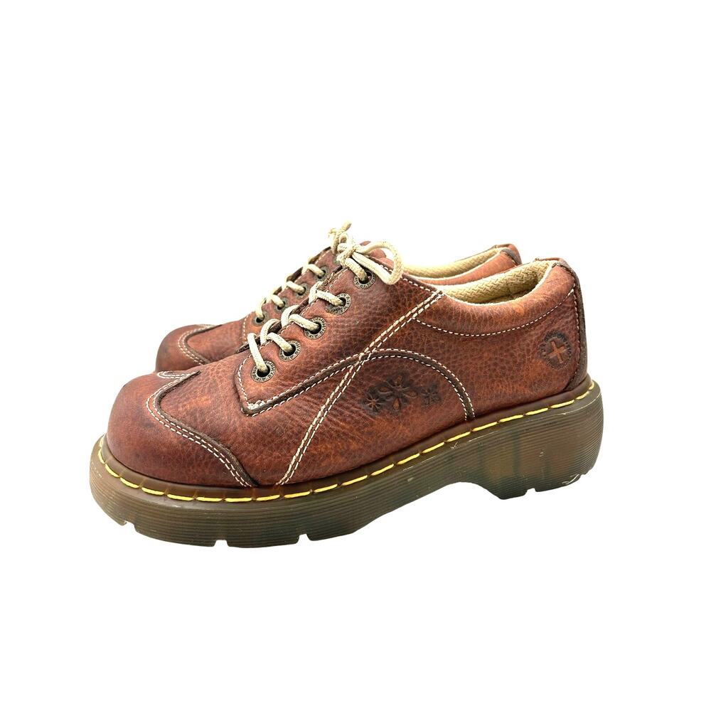 RARE DAISY Dr. Martens  Chunky Platform Brown
Leather 12280 Oxford Boot WMS Sz 8